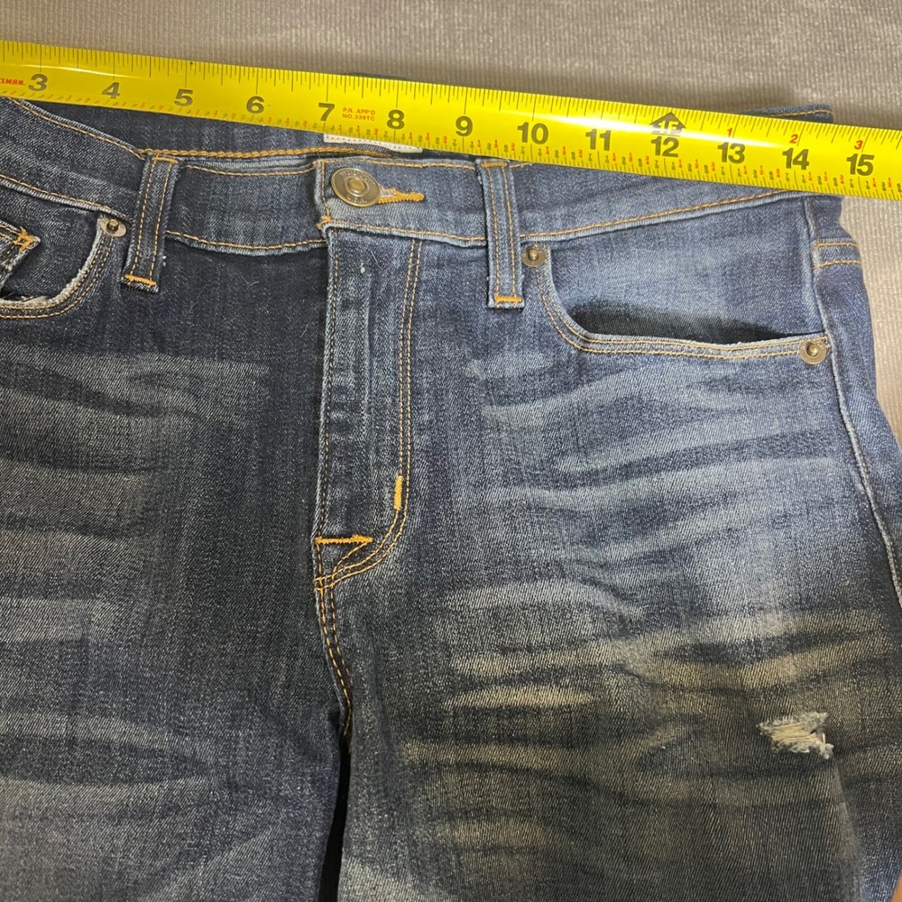 Hudson Skinny Jeans Womens 28 Dark Wash Distressed Ripped Knee Blue Denim - Picture 6 of 8